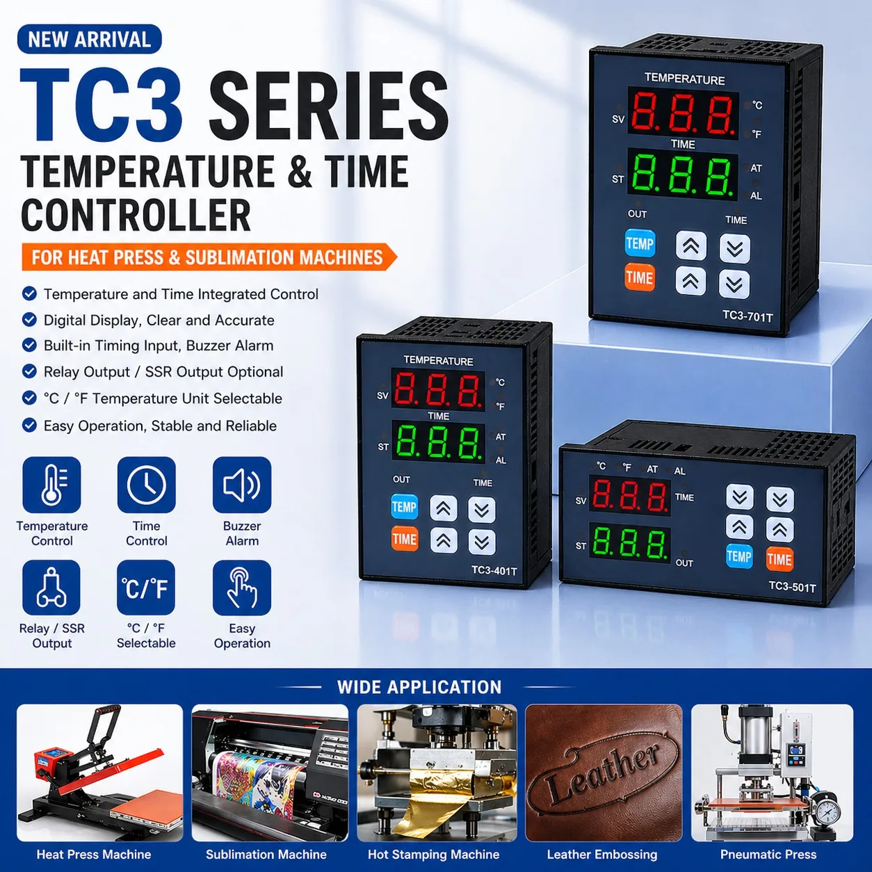 TC3-401T Temperature and Time Controller for Heat Press Machine