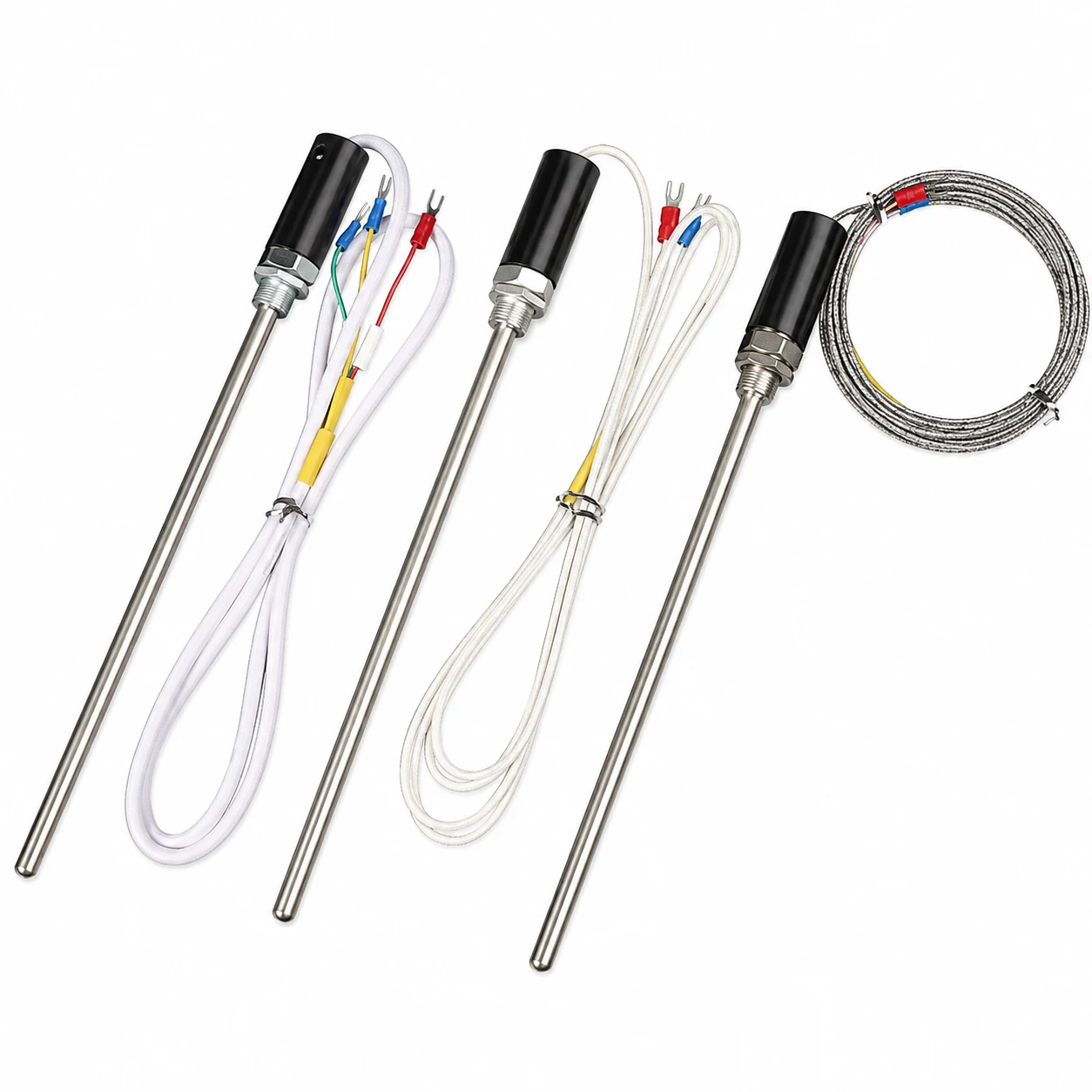 Probe-Type Stainless Steel Thermocouple Temperature Sensor (K, E Thermocouple or PT100 / CU50 RTD)
