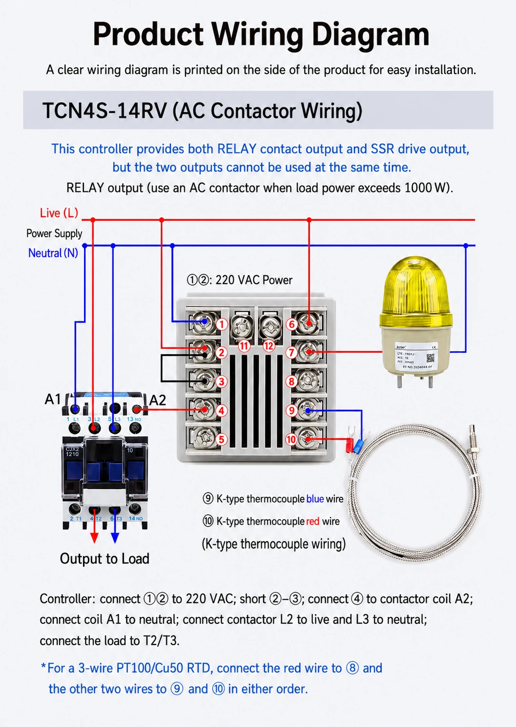 TCN4S-14RV AC contactor wiring diagram