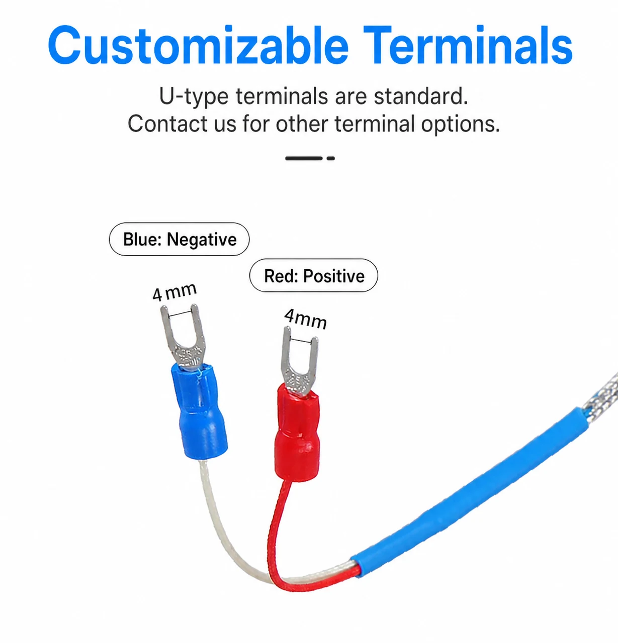 Thermocouple terminal polarity at the temperature controller