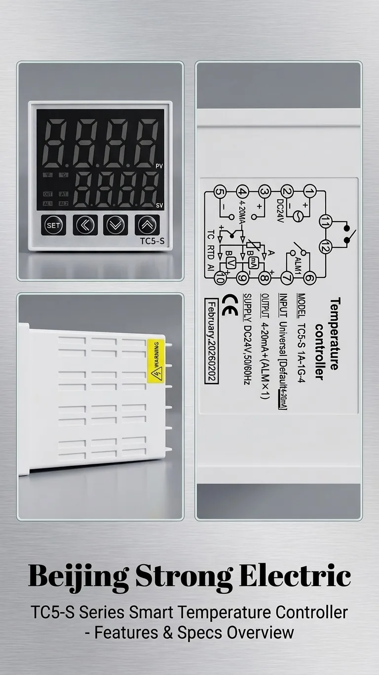TC5-S smart PID temperature controller front panel and nameplate